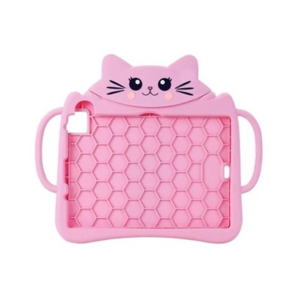 New in box kids iPad case & stand Pink kitty  silicone